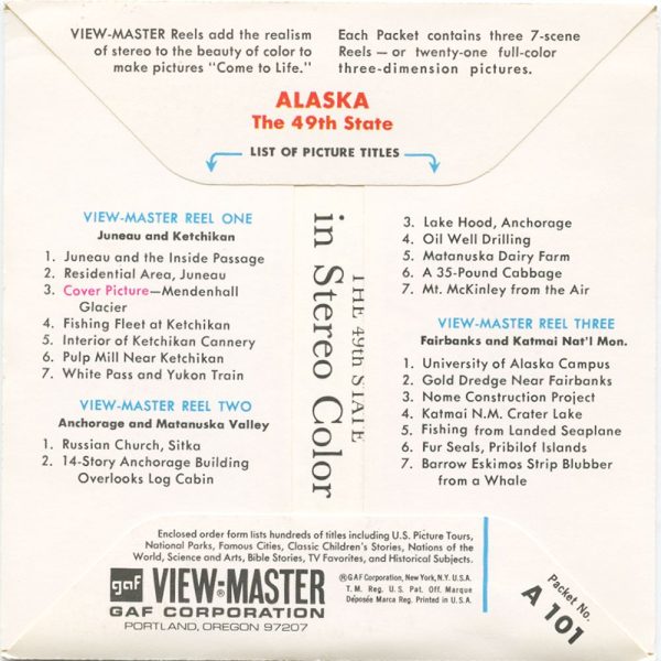 Alaska - View-Master 3 Reel Packet - vintage - A101-G1A-w Online Sale