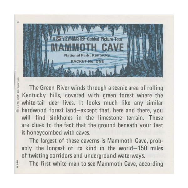 Mammoth Cave - View-Master 3 Reel Packet - 1975 - vintage - A846-G3B Online Hot Sale