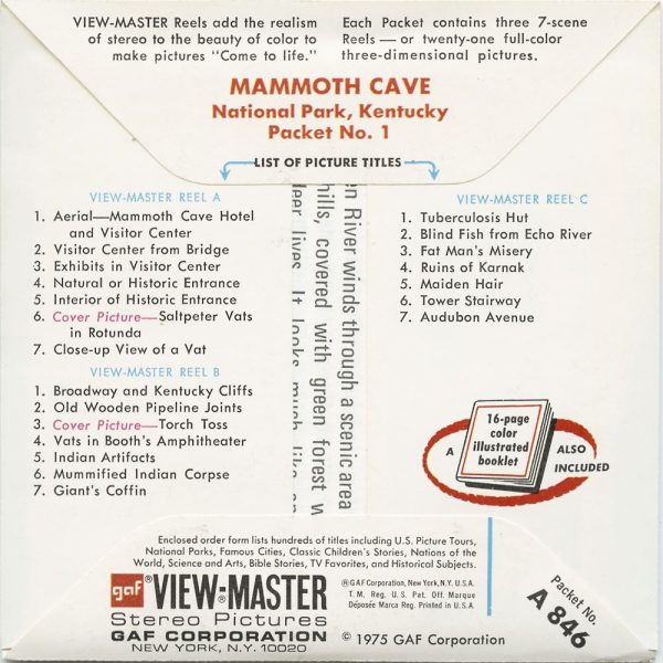 Mammoth Cave - View-Master 3 Reel Packet - 1975 - vintage - A846-G3B Online Hot Sale